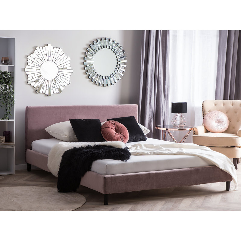 Xzavier Upholstered Bed, European Kingsize (160 x 200 cm), Pink