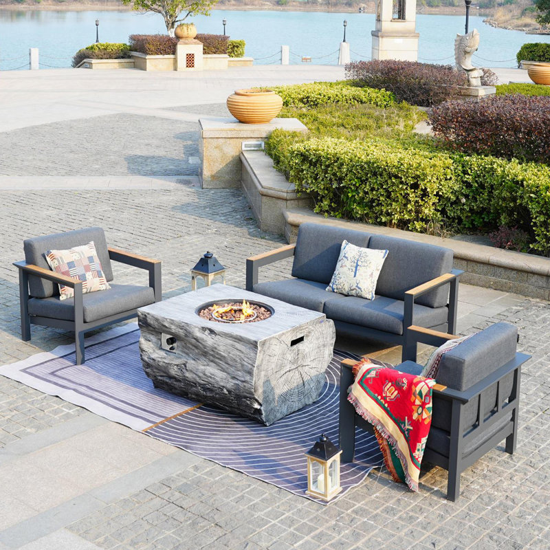 Ensemble de patio complet 4 pièces avec coussins