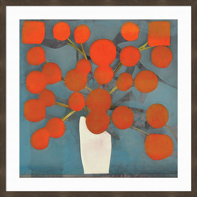 Abstract Orange Flowers Print by Elena Ray