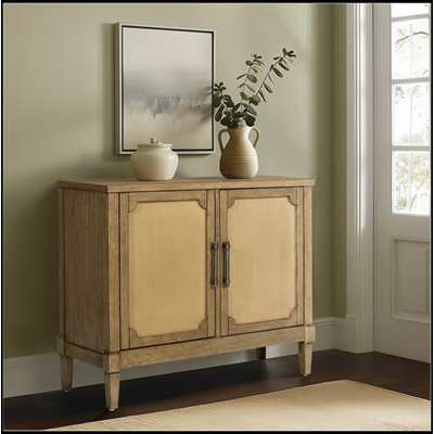 Woven Cane Accent Cabinet