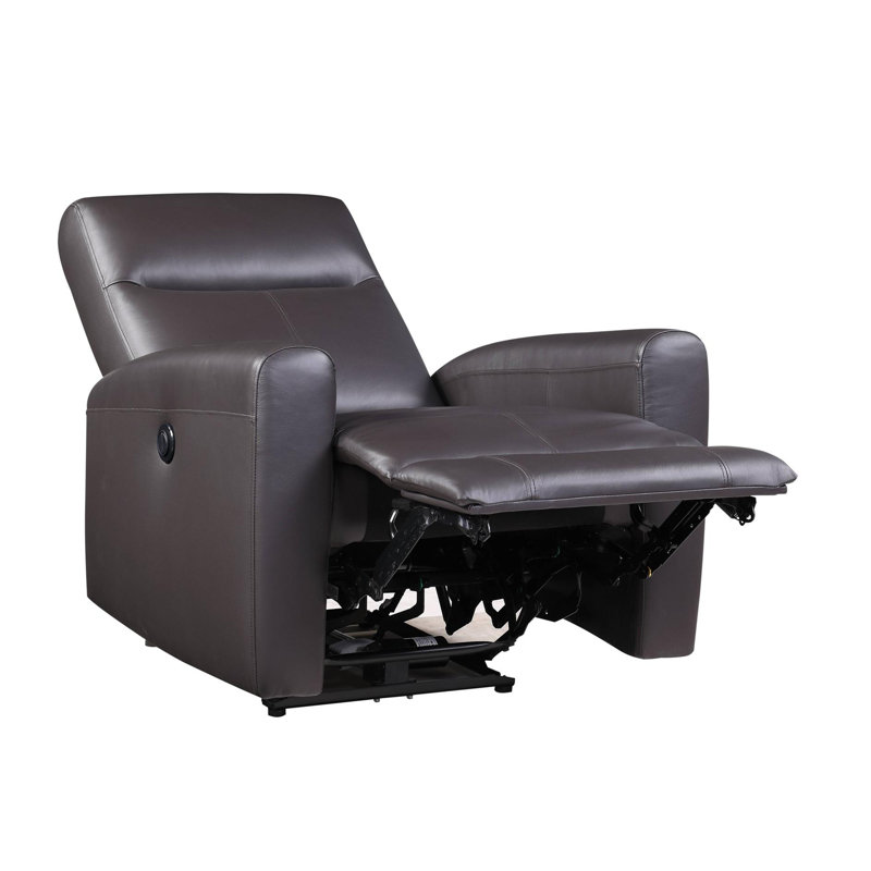 Fauteuil inclinable électrique brun en cuir fleur