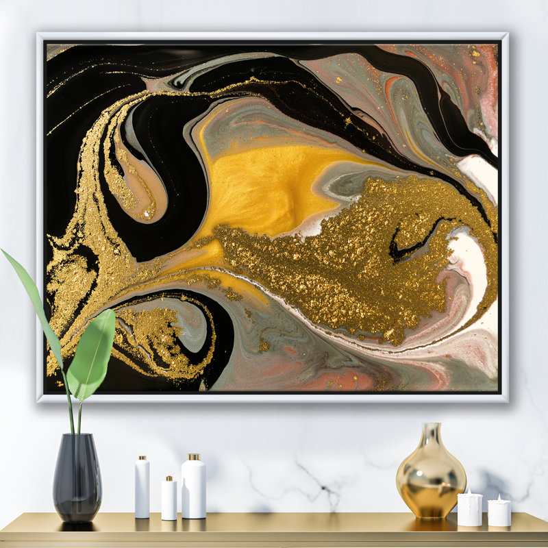 Marbré texture ondulée I - reproduction d'art sur toile, H 30 po x l 40 po x 1,5 po, Toile blanche encadrée