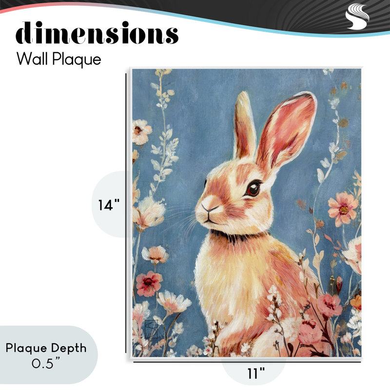 «Whimsical Rabbit on Blue», plaque murale par Sara Culpepper