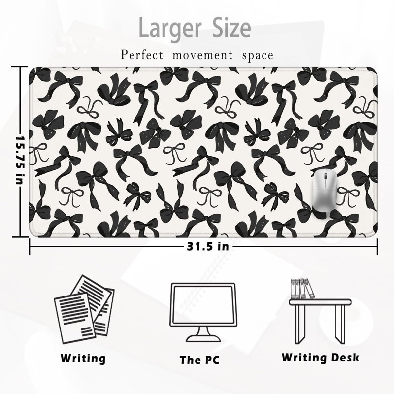 Tapis de souris Coquette Black Bow Large 35,54x15,7 pouces