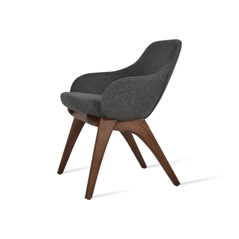 Gazel Arm X Wood Chair, Wool Dark Gray