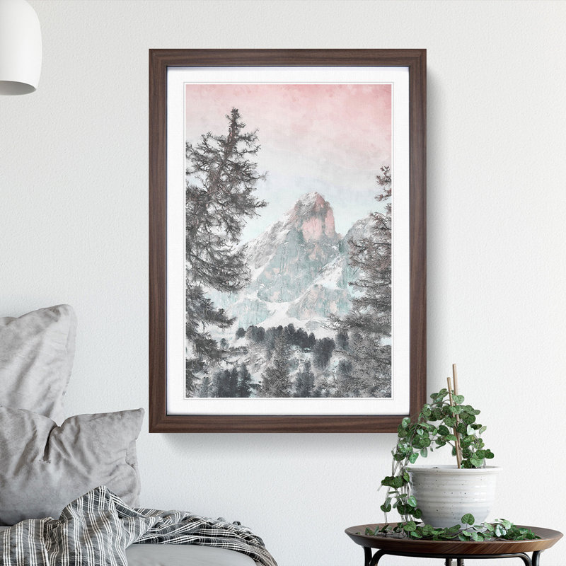 Mountain Peak - Picture Frame Painting Print, 63cm H x 45cm W x 2cm D, Walnut Framed
