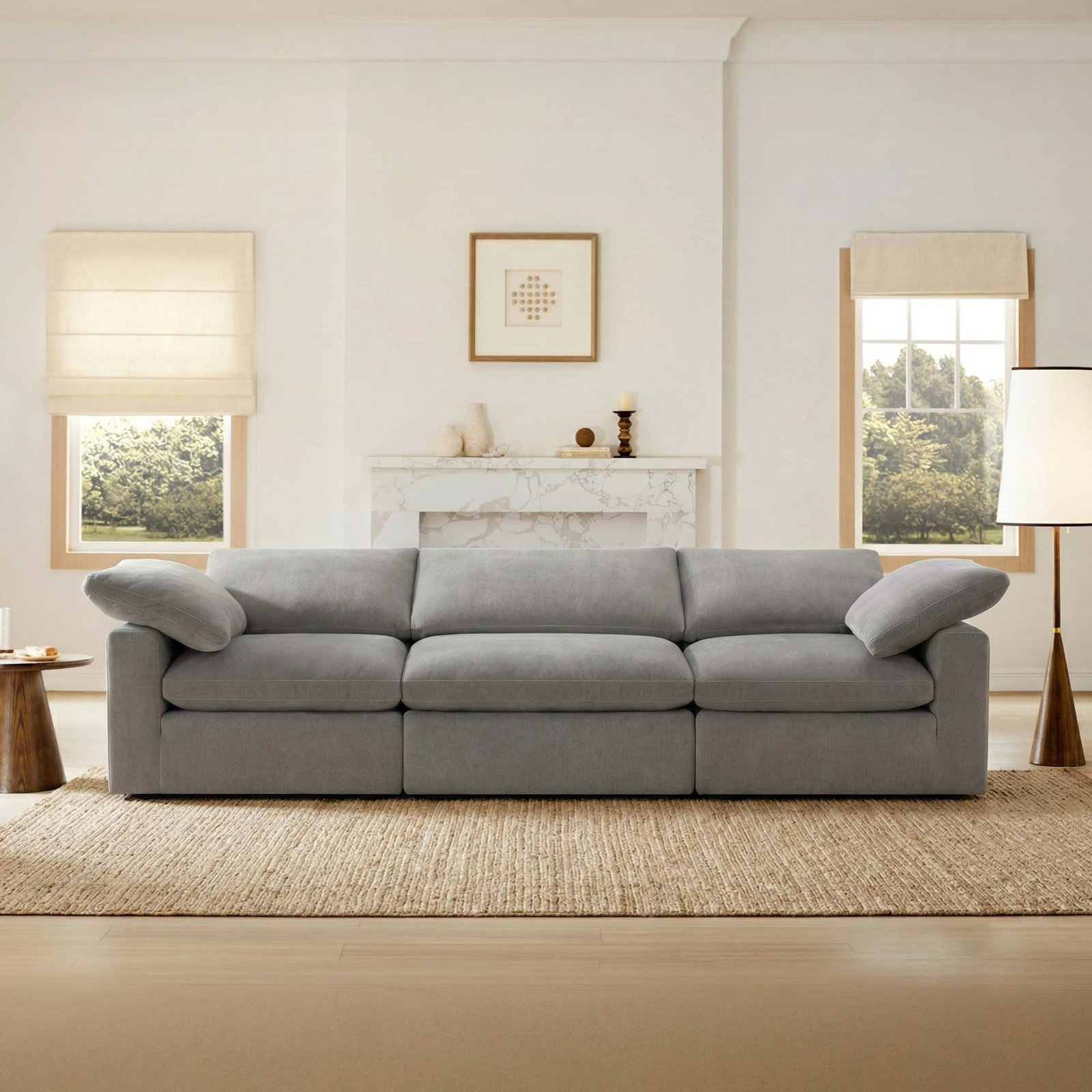 Asher 118" Linen Modular Sectional, Capri Truffle
