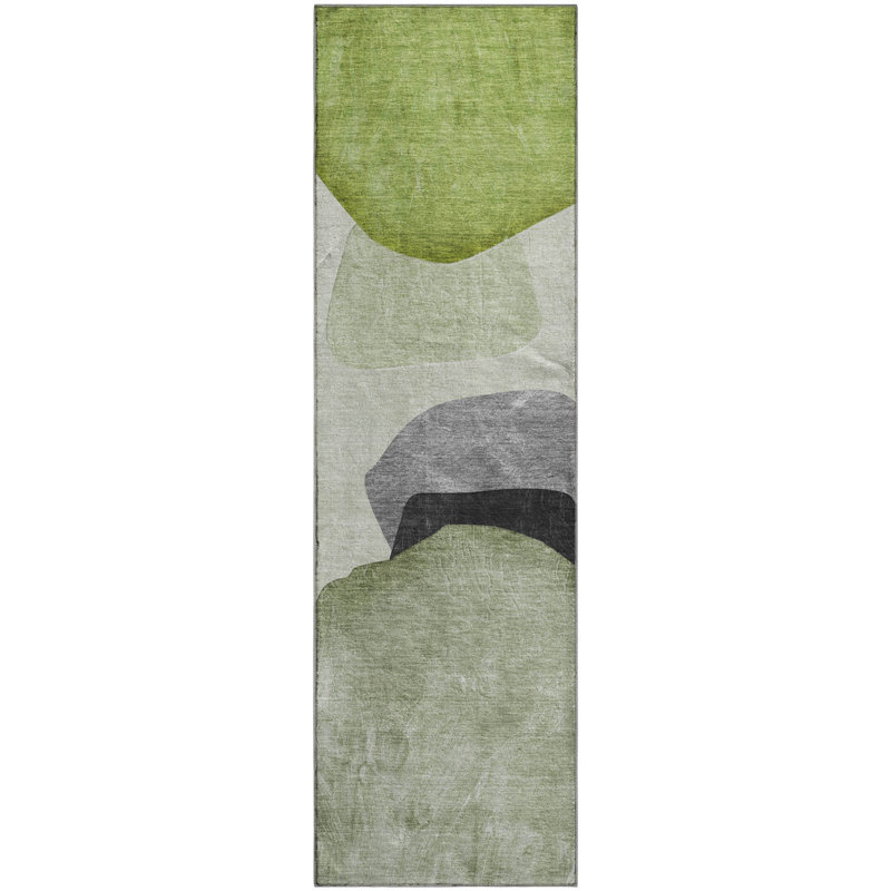 Tapis vert Cerrito Amf547 lavable à la machine de qualité supérieure, Tapis de couloir 2 pi 3 po x 7 pi 6 po