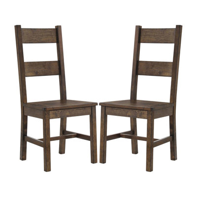 Ensemble de 2 chaises rustiques à dossier en échelle brun doré rustique