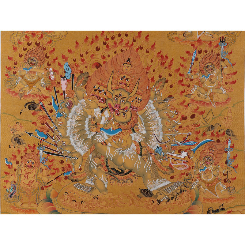 «Green Tara — Swift Liberator» peint à la main Thangka | Toile de coton H 27,2 po x l 19,3 po rehaussée de feuilles d'or pur 24 carats
