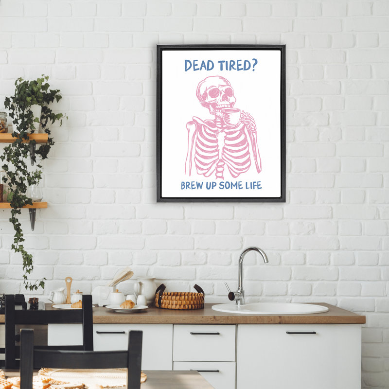 Cadre flottant Brew Up Life Skeleton, design par JJ Design House LLC, Cadre flottant noir de jais, H 21 po x l 17 po