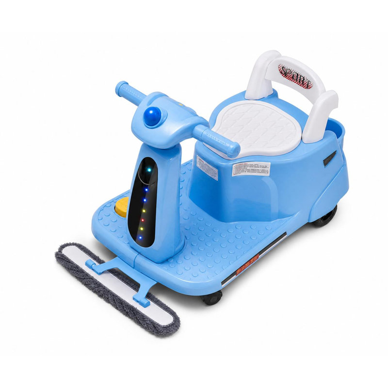 12V Kids Ride on Car with Cleaning Fun, 2-in-1 Electric Cars for Kids with Parent Remote Control, Function & Detachable Mop, Electric Vehicle with Bluetooth, USB, LED Lights for Indoor Use