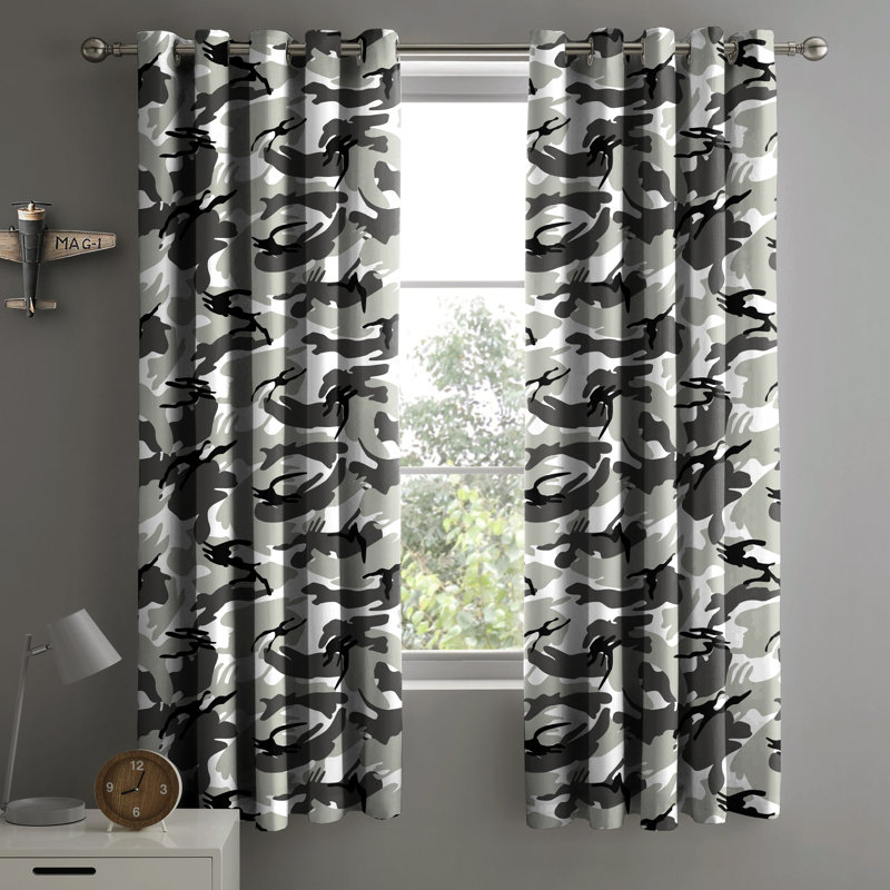 Brenyn Military Style Camouflage Curtain Pair, 137 W x 167 D cm, Yellow
