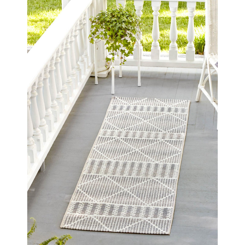 Tapis rayé intérieur / extérieur Azed, Tapis de couloir 2 pi x 6 pi