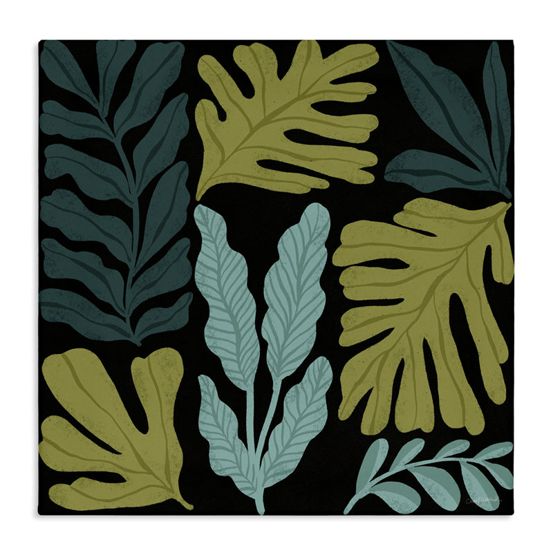  Feuille de brins de feuilles, art mural sur toile par Cheryl Warrick, H 17 po x l 17 po