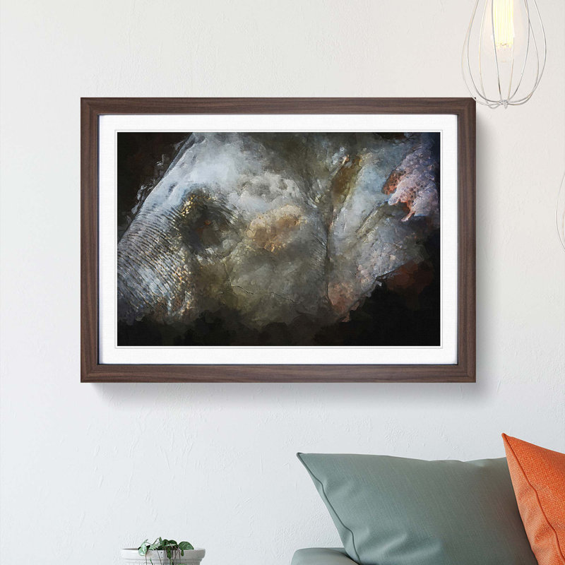 Colourful Elephant in Abstract - Picture Frame Graphic Art Print on MDF, Walnut Framed, 62cm H x 87cm W x 2cm D