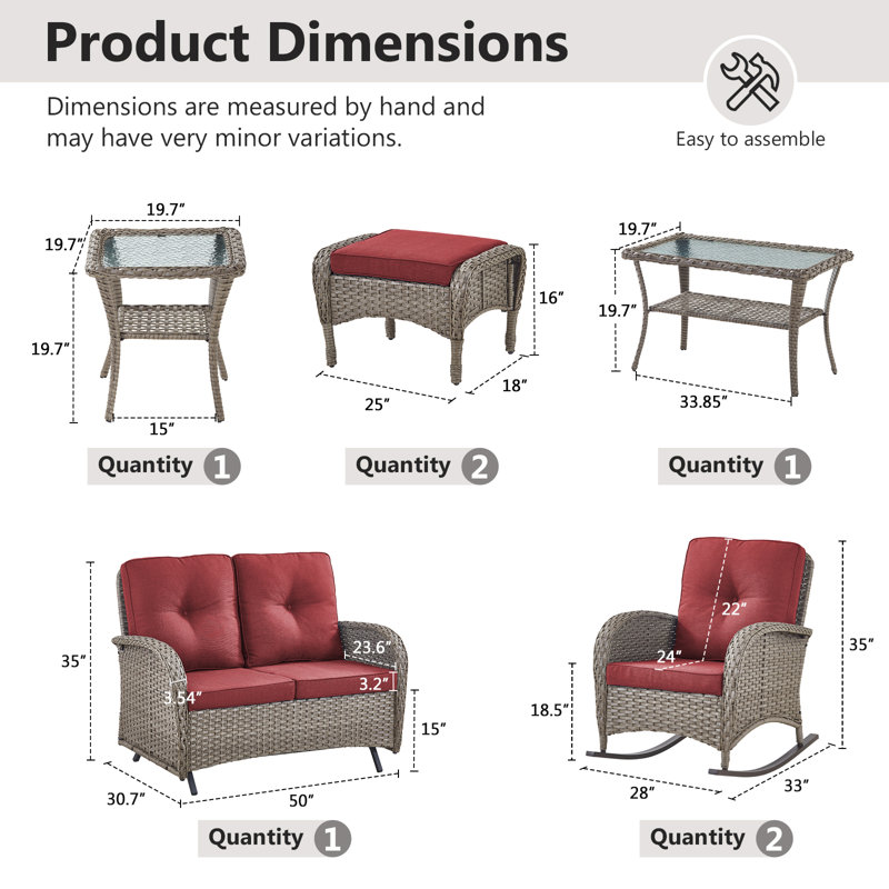 This Stylish Willow Terrace Glider Loveseat Conversation Set Turns Your Outdoor Area Into A Private Vacation Destination.It Includes A Glider Loveseat,  2 Classic Rocking Chairs, A Side Table, 2 Ottomans And A Coffee Table. Its Design Aims To Balance Com
