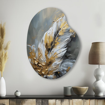 Yara - Asymmetric Glam Feather, impression murale sculpture en métal Freeform