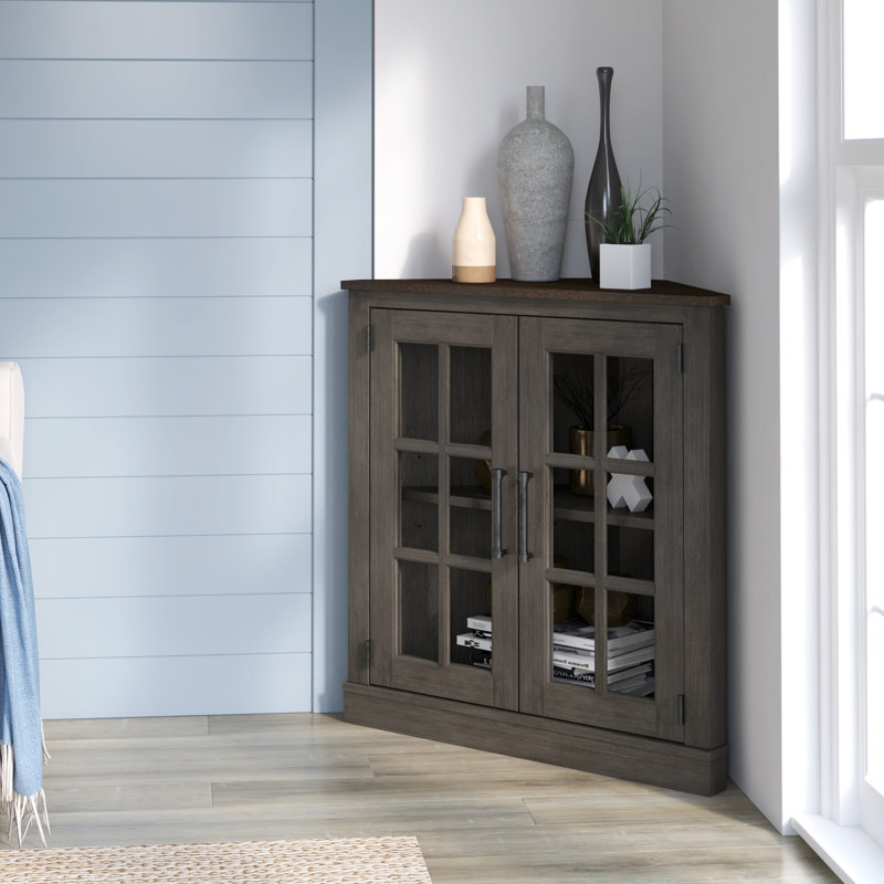 Truby Solid and Manufactured Wood 2-Door Accent Cabinet , Weathered Gray
