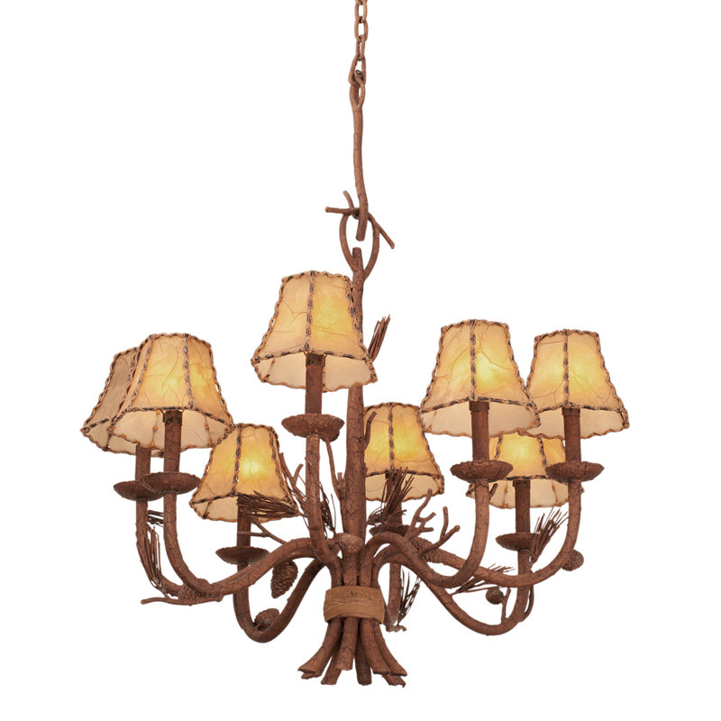 Lustre Ponderosa 8 LT Ponderosa Kalco, Enveloppé de cuir