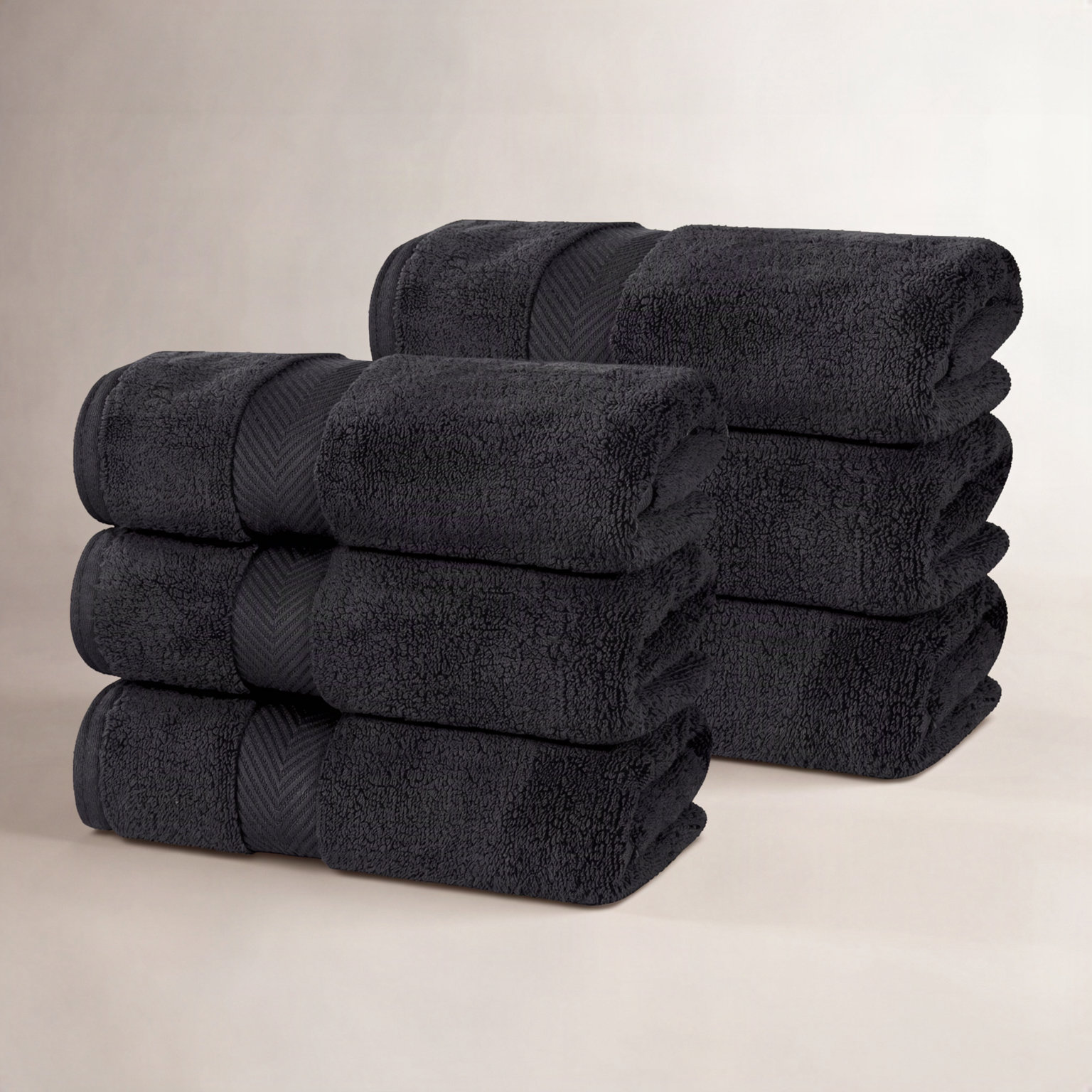 Cortright Chevron Cotton Hand Towel, Black