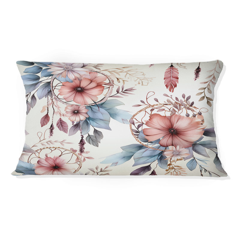 Motif rose et bleu Dreamcatchers Boho III - imprimé floral