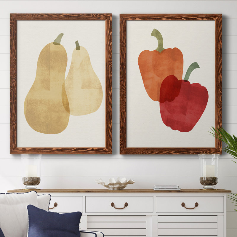 Toile encadrée organique Premium Veg VI - prête à être accrochée, H 24 po x l 36 po x P 1,5 po, Encadré de bois de noyer