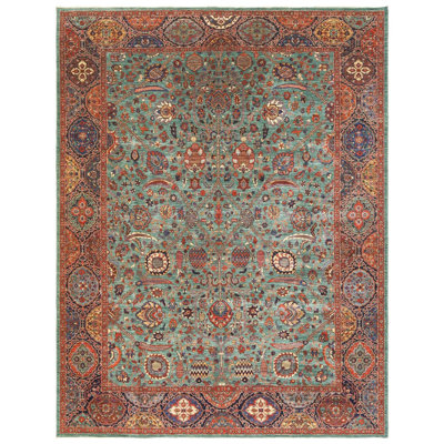 Tapis rectangulaire unique de conception unique afghane 9 pi x 11 pi 8 po New Turkmen