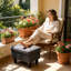 Repose-pieds capitonné en lin avec plateau relevable-914357411