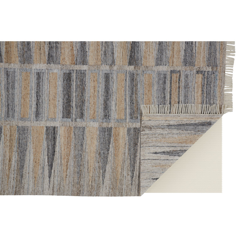 Tapis gris noué à la main Ana, Rectangle 5 pi x 8 pi