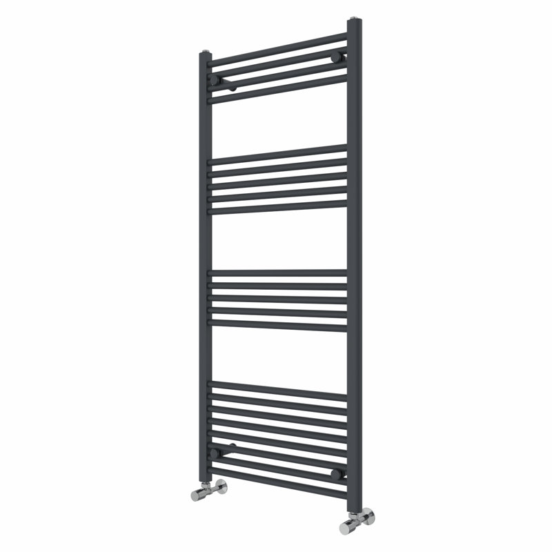 Wiest Straight Heated Towel Rail Radiator Bathroom Ladder Warmer, 140cm H x 60cm W x 3cm D, Anthracite