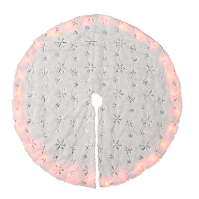 Vivvi App Based White Snowflake Tree Skirt with Lights, 42" 28 LEDs