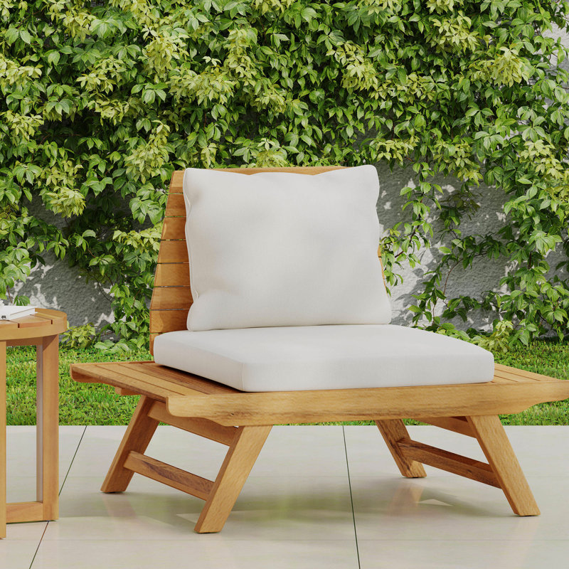 Sièges en bois pour espaces extérieurs - Fauteuil club à âme rembourrée imperméable avec assise plus spacieuse et coussins confortables pour l'extérieur