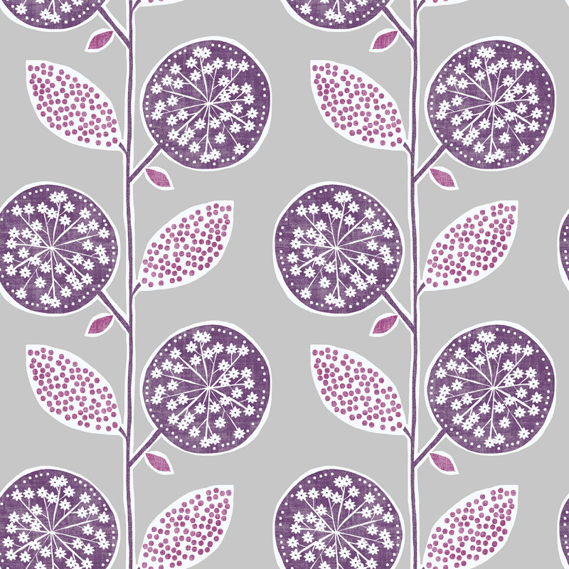 Roderick 10m x 53cm Matte Wallpaper Roll, Purple