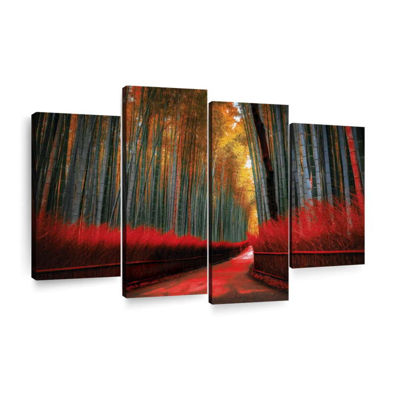 Impression sur toile Arashiyama Bamboo Trail, H 48 po x l 75 po x P 1,25 po