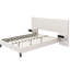 Grand lit beige avec tête de lit tapissier en velours, 2 tables de chevet, sans sommier, tête de lit à plateforme sans effort-291912011