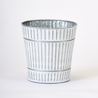 7.5" Galvanized Metal Distressed Rustic Ribbed Pail, Set of 3.  A container for plants, flower arrangements, ice bucket, or gifts 