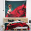 Femme, voler, tapisserie robe rouge Abstract-28503465