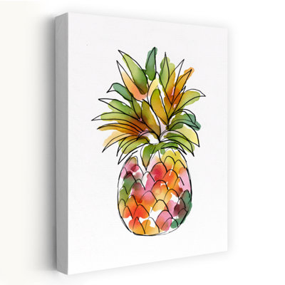Pineapple Watercolor Abstract Bold Colorful Beach Fruit Wall Art