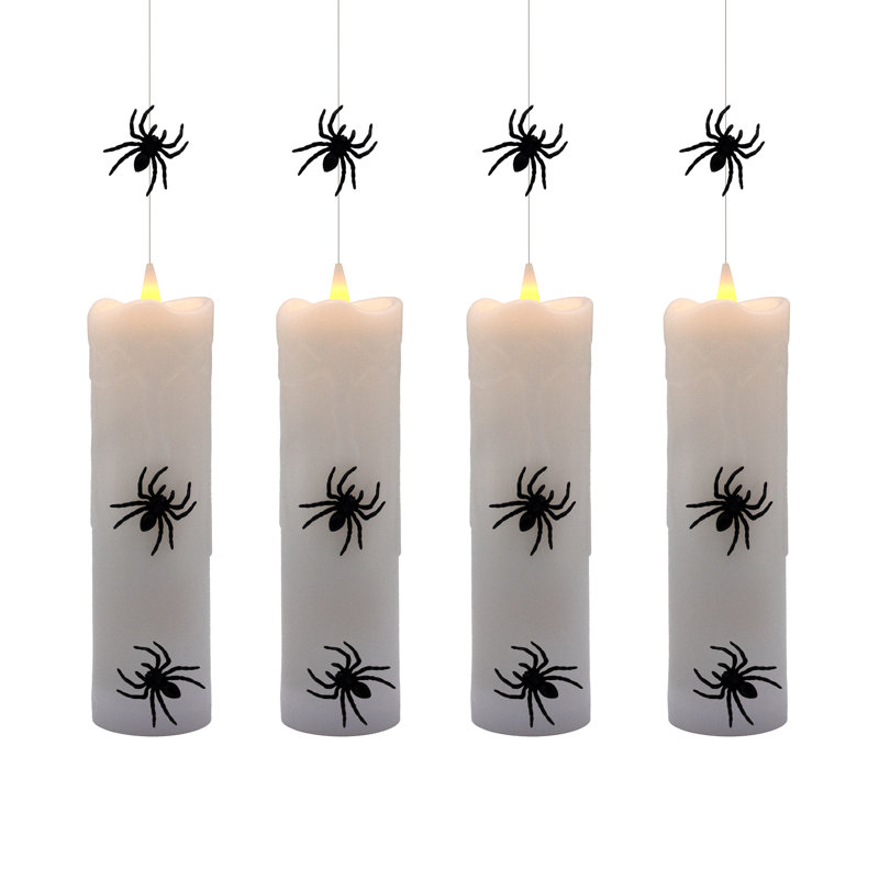 Bougies à piles suspendues à piles avec araignées - 4 unités