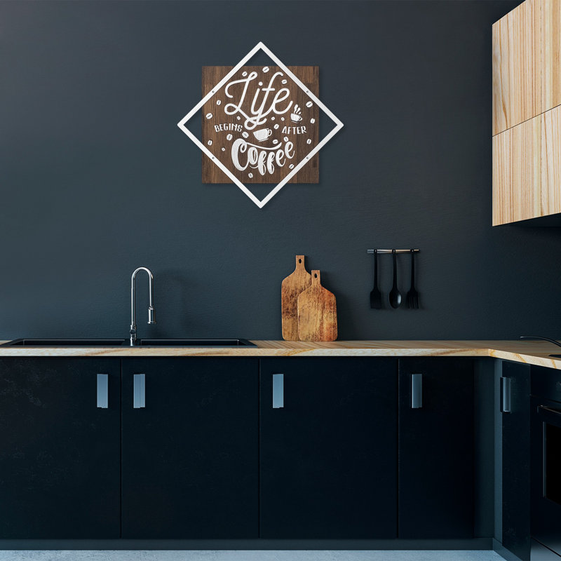 Décoration murale en bois, Noyer / Argent