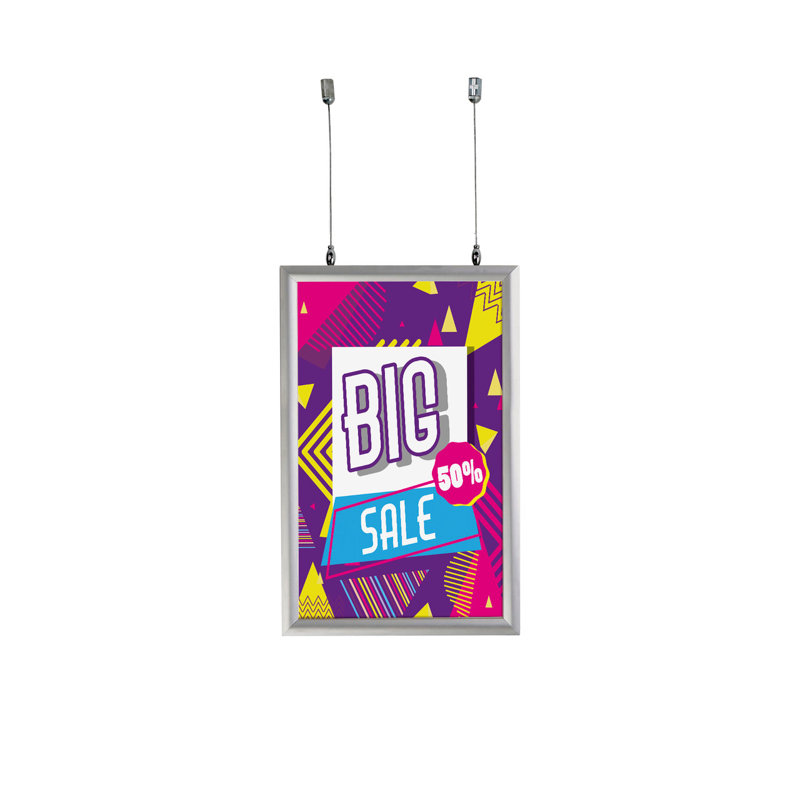 Silver Aluminum Double-Sided Hanging Poster Frame