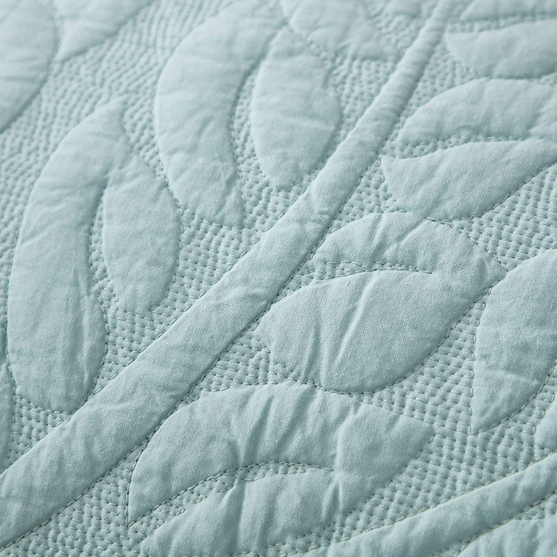 Cotton Quilt, Queen Quilt + 2 Standard Shams, Mint Green Blue