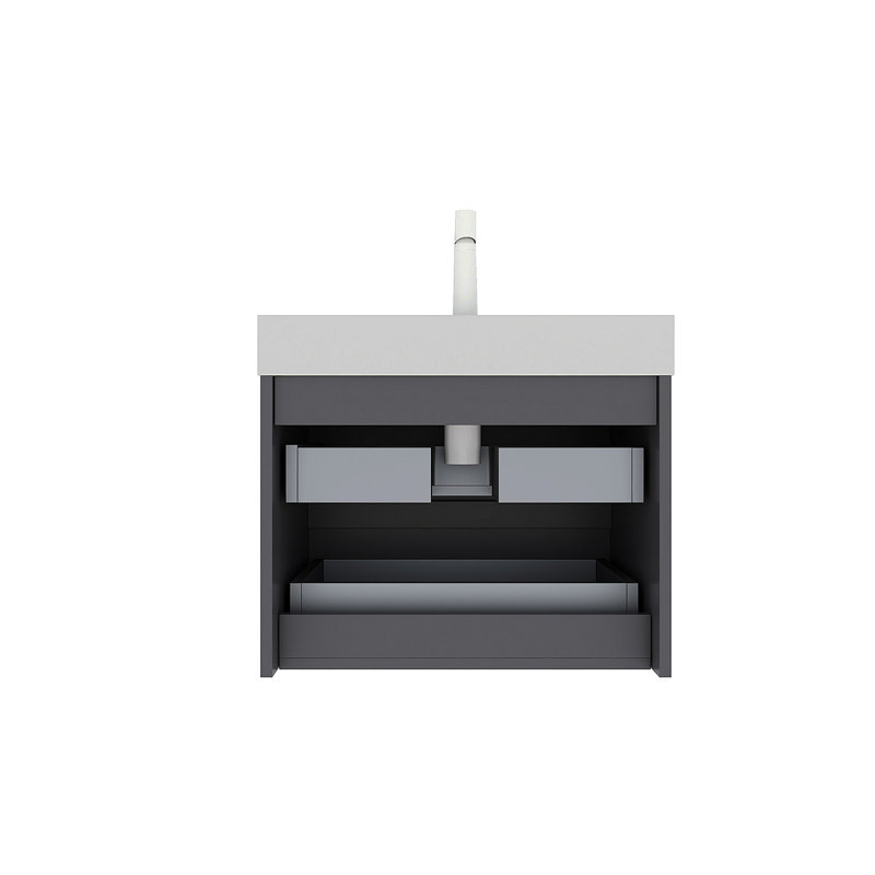 Armoire murale 24 po VENO sans couvercle, sans robinet et évier, gris