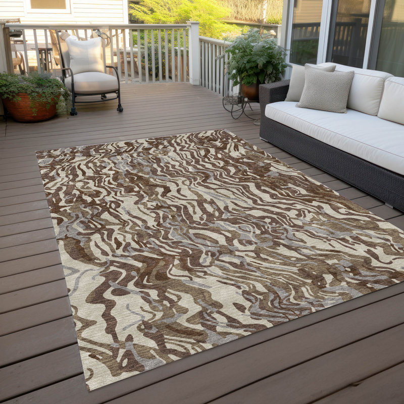 Machine Washable Indoor/Outdoor Chayden ACN1038 Beige Rug, Rectangle 10' x 14'
