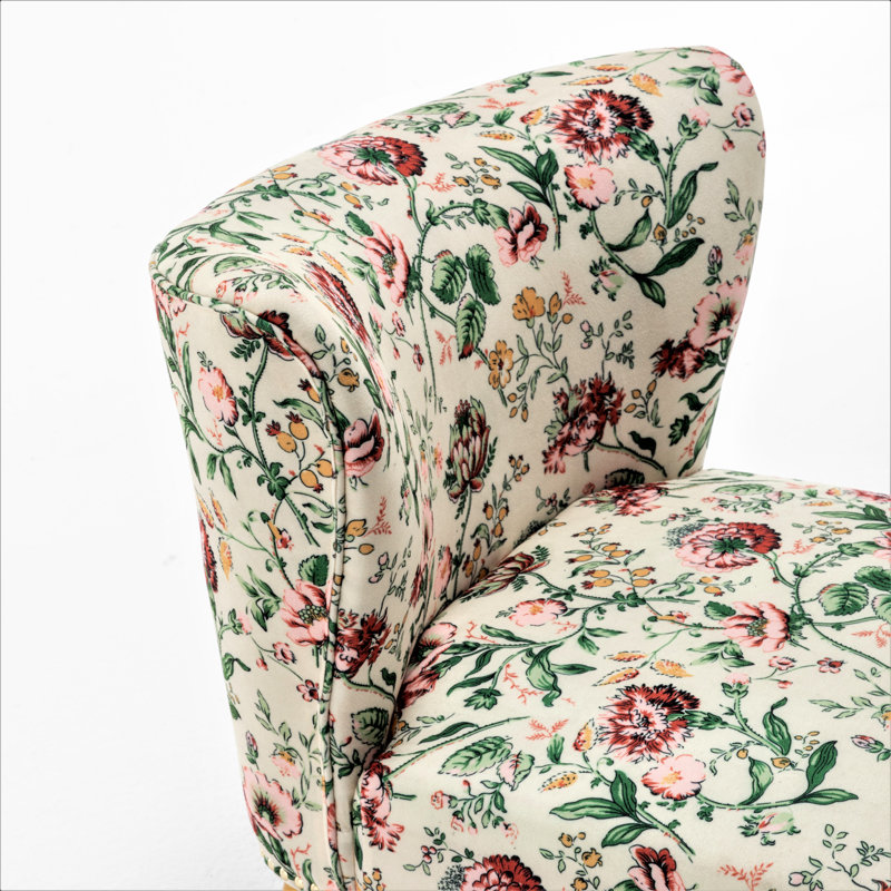 Friant Upholstered Slipper Chair, Green/Beige 100% Polyester