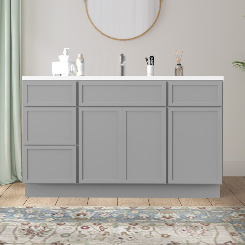 Base de meuble-lavabo simple 54 po seulement, Gris