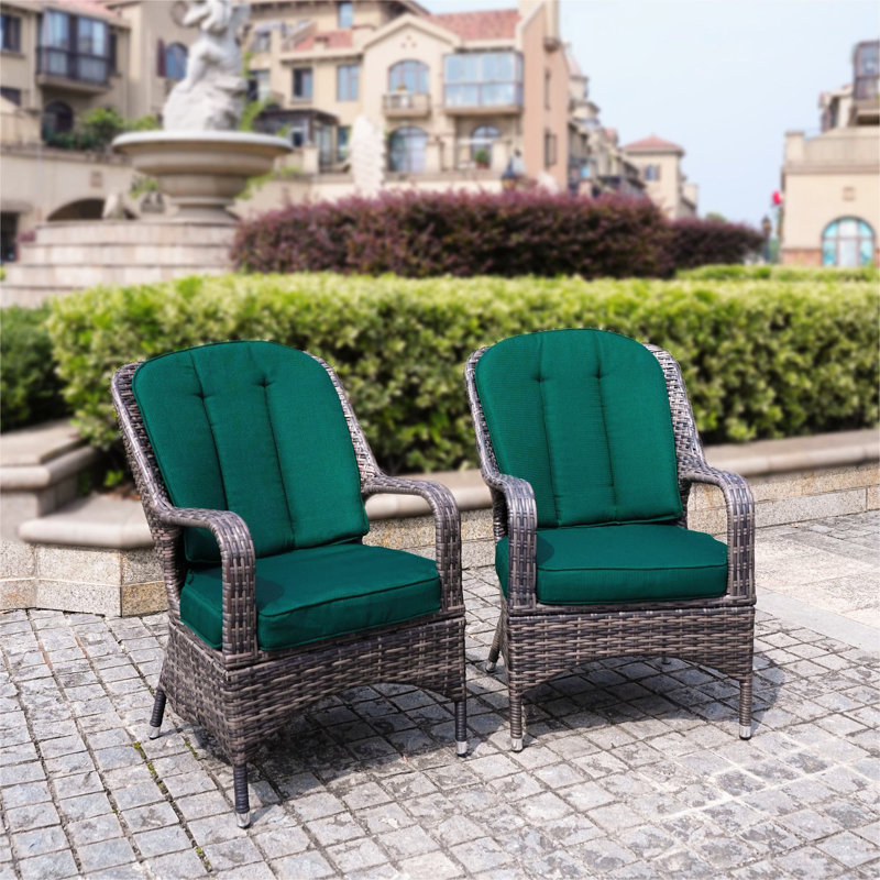 Iyman Patio Dining Armchair With Cushion, Green, Brown
