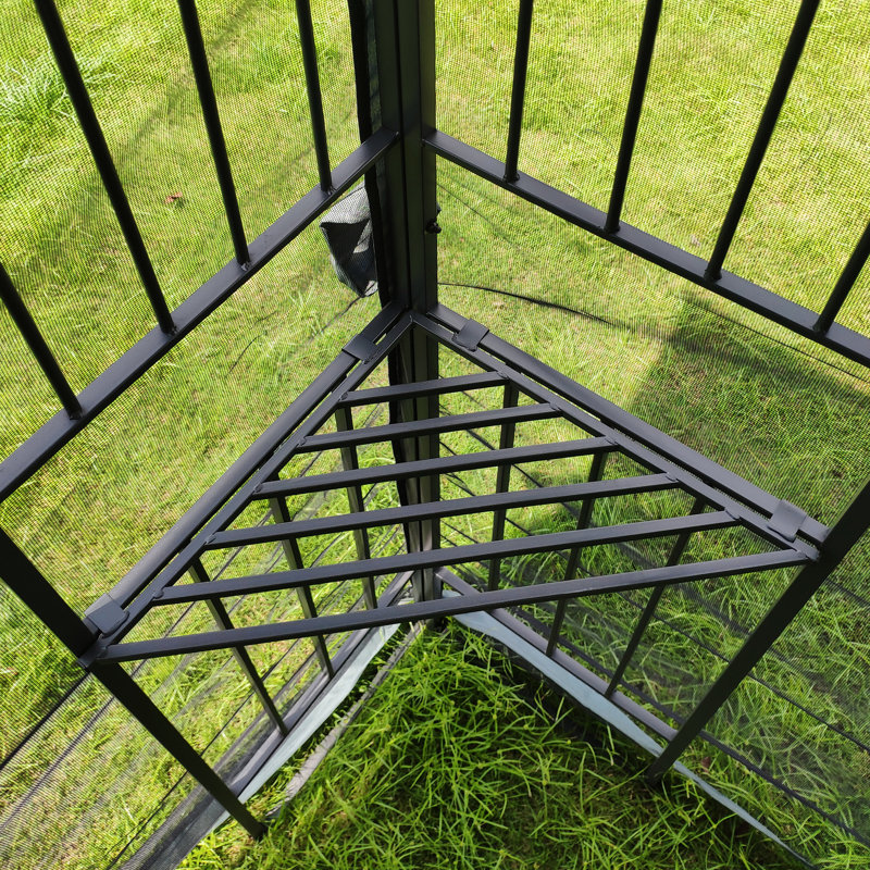 Pavillon de jardin 10X10 avec toit et filet amovible pour profiter de la terrasse du jardin - Écran de toit gris à deux niveaux spacieux