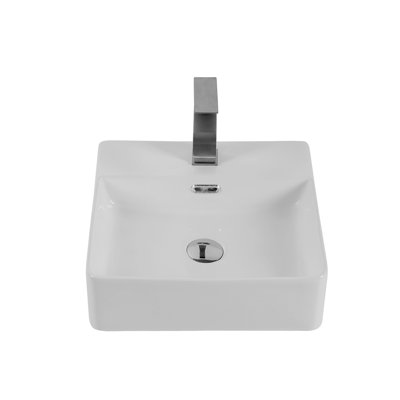 Lavabo en céramique pour comptoir de salle de bain - Blanc